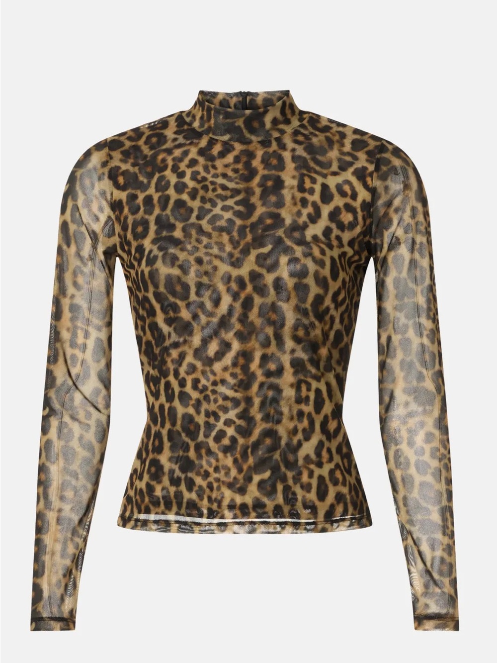 Ronny Kobo Collection Leopard Mesh Long-Sleeve Top - Brown/Black